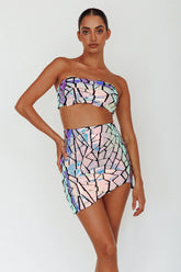 El Camino Mosaic Mini Skirt Silver