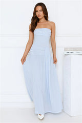 Spark Night Strapless Mesh Maxi Dress Blue
