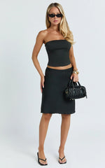 Gina Midi Skirt - Knee Length Slip Skirt In Black