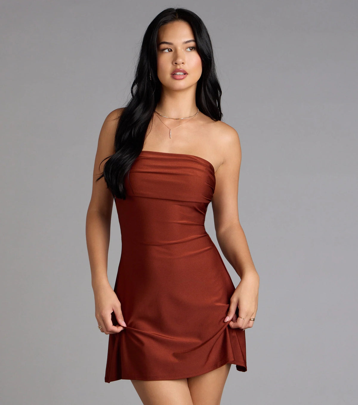 No Effort Drama Lace-Up Mini Dress